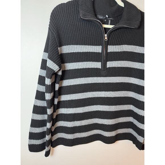 English Factory STRIPED HALF-ZIP SWEATER Grey/black Womens Sz XS NEW - Picture 8 of 15